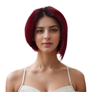 Unique Bargains Women's Straight Short Hair Wig 13x4x1in 150 Real Human Hair 6in 1 Pc - 1 of 4