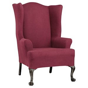 Stretch Twill Wing Chair Slipcover Burgundy - Sure Fit, Red