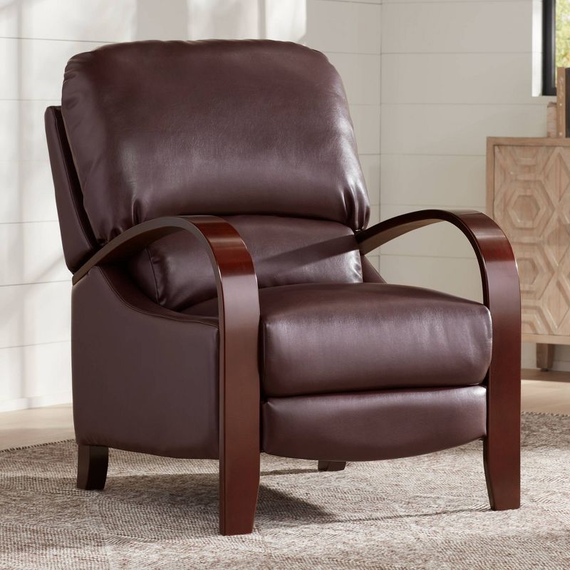 Elm Lane Cooper Cantina Burgundy Faux Leather Recliner Chair Modern Armchair Comfortable Push Manual Reclining Footrest for Bedroom Living Room Home, 2 of 10