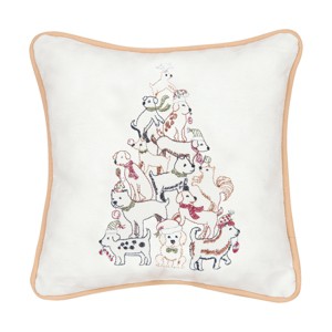 C&F Home 10" x 10" Puppy Dog Christmas Tree Small/Petite Accent Throw Pillow - 1 of 4