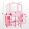 Karl Home Kids Vanity Table and Chair Set, 2 in 1 Girls Vanity Storage Cabinet w/Tri-Folding Mirror - 2 of 4
