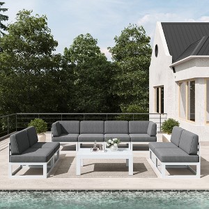 LayinSun 9-Piece Large Outdoor Modular L-Shaped Sectional Set with Coffee Table - 1 of 4