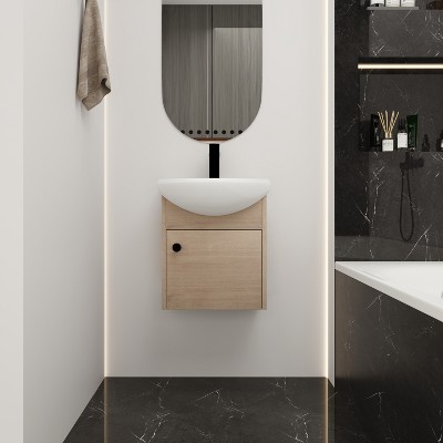 Vynxaria 30-Inch Bathroom Vanity with Top and Right Locker, Stylish Black Finish for Contemporary Small Bathrooms