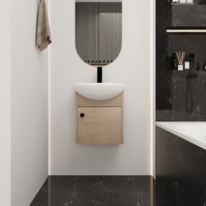 Vynxaria 18-Inch Small Bathroom Vanity with Ceramic Sink, Wall-Mounted Design for Compact Spaces - 1 of 4