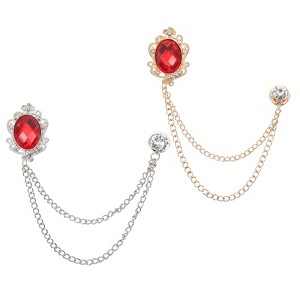 Unique Bargains Gem Hanging Chain Rhinestone Gem Brooch Pins 2 Pcs - 1 of 4