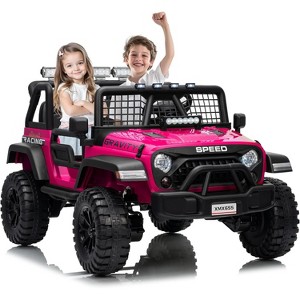 24V Electric Truck with Parent Remote Control, Spring Suspension, 2 Speeds, LED Headlight & Music Player, Kids Electric Vehicle for Aged 3-8 Years - 1 of 4