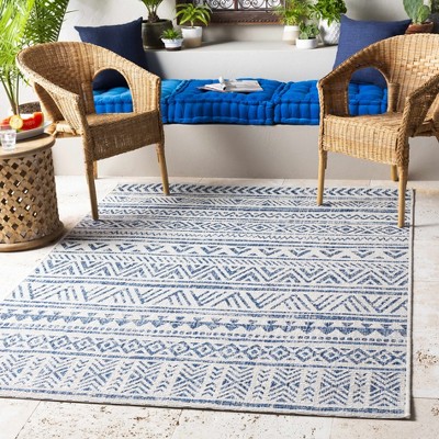 Hauteloom Novato Navy All Over Pattern Performance Rug