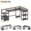 76" Reversible l Shaped Computer Desk, Corner Gaming Desk with File Drawer & Storage Shelves, Wood Computer Desk for Writing Gaming Studying - 2 of 4