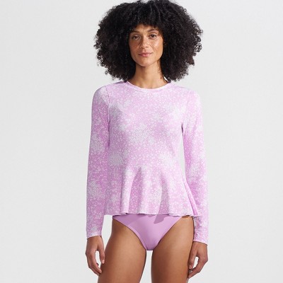 Lands' End Women's Long Sleeve Pique Peplum UPF 50 Rash Guard