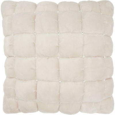 Oversize Luminescence Quilted Swarovski Square Throw Pillow Ivory - Mina Victory: Modern Microfiber, Zippered, Indoor Decorative Pillow