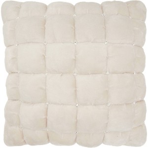 Oversize Luminescence Quilted Swarovski Square Throw Pillow Ivory - Mina Victory: Modern Microfiber, Zippered, Indoor Decorative Pillow - 1 of 4