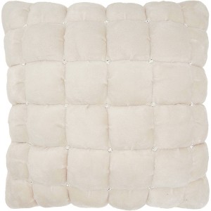 Luminescence Quilted Swarovski Oversize Square Throw Pillow Ivory - Mina Victory