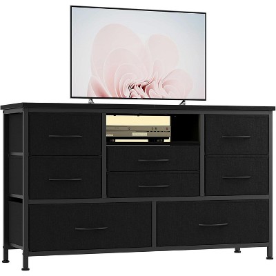 8-Drawer TV Stand and Dresser with LED Lighting & Power Outlets for 55'' TV, Perfect for Bedroom and Living Room