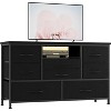 8 Fabric Drawer TV Stand Dresser: 55” TV Entertainment Center with Open Shelf, Adjustable Feet – Living Room/Bedroom Furniture - 3 of 4