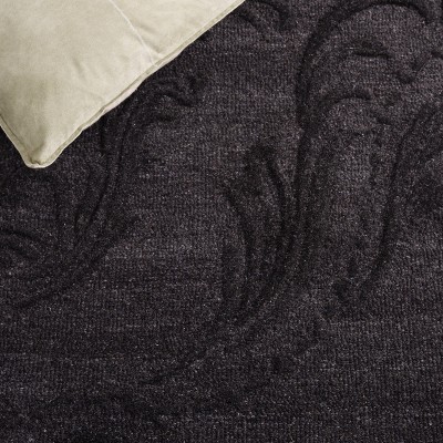 Black Wool Handmade Tufted Square Area Rug 6'x6'