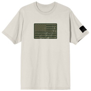 America Straight & Wavy Flags Adult Sand Crew Neck Short Sleeve T-shirt - 1 of 4