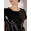 Women's Flat Sequin Cropped Tee - APRICOT - 4 of 4