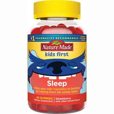 Nature Made Kids First Sleep, Kids Melatonin Gummies, 100% Drug Free Sleep Aid for Restful Sleep, 45 Count.