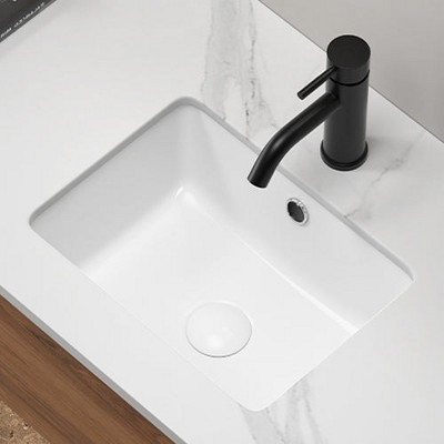 Hrinhom 15.6"W Rectangle Undermount Bathroom Sink Under Counter,Modern Porcelain Basin Sink Without Faucet
