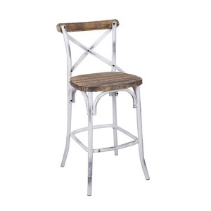 Simple Relax Metal and Wood Barstool with X-Shape Backrest - 1 of 4