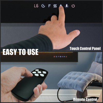50" Black Wall Mounted Electric Fireplace with Remote Control