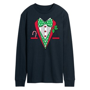 Men's - Instant Message - Christmas Tuxedo Long Sleeve Graphic T-Shirt - 1 of 4