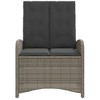 41.3"Reclining Patio Bench with Cushions Gray Poly Rattan - 3 of 4