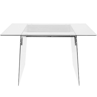 Glacier Contemporary 47'' Clear Tempered Glass Home Office Desk