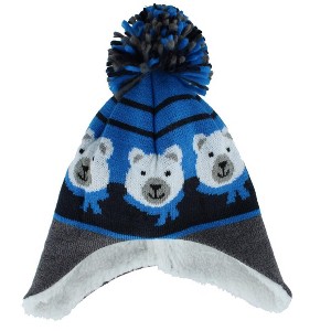 Grand Sierra Boy's Toddler (2-4) Lined Animal Winter Hat with Ear Flaps and Pom - 1 of 3