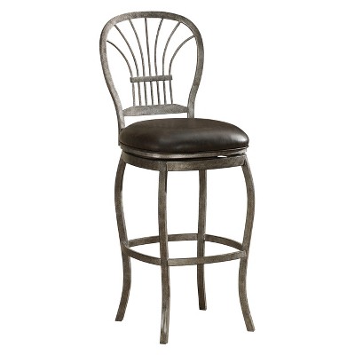 30 Harper Swivel Bonded Leather Barstool Steel Tobacco Pewter