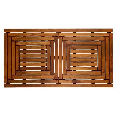 Nordic Teak Wood Oiled Double Framed Bath Mat 40" x 20"