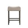 Simple Relax Set of 2 Linen Upholstered Counter Height Stools in Tan and Weathered Gray - 3 of 4