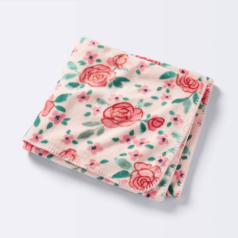 Pink floral baby blanket hot sale