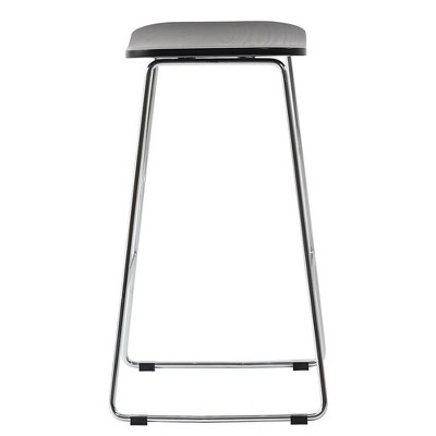 Melrose Black Wood and Metal Saddle Counter Stool