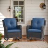 Outdoor Rocking Chairs Set of 2, All Weather Resin Wicker Patio Furniture Rocking Patio Chairs with Cushion and Metal Rocker Bars for Porch - 3 of 4