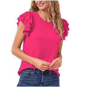 CeCe Womens Ruffled Flutter Sleeve Knit Blouse - 1 of 1