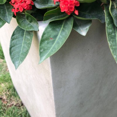 Modern Lightweight Concrete 12" Square Planter for Indoor & Outdoor