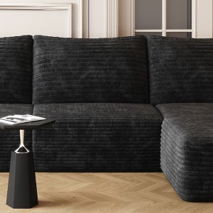 Whisen Convertible Sleeper Sofa Bed, Plush Corduroy Fabric, Back Support with Pillow - 1 of 4