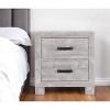 HomeRoots 24" Gray Two Drawer Distressed Wood Nightstand - 2 of 4