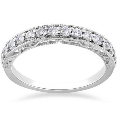 Pompeii3 3/8ct Diamond Vintage Stackable Wedding Ring 14K White Gold