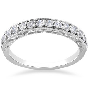 Pompeii3 3/8ct Diamond Vintage Stackable Wedding Ring 14K White Gold - 1 of 2