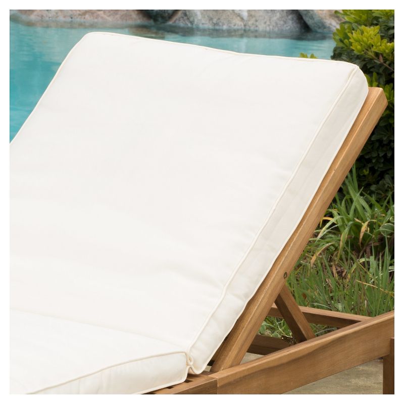 Ariana Acacia Wood Patio Chaise Lounge with Cushion -Teak Finish - Christopher Knight Home, 5 of 8