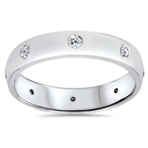Pompeii3 14K White Gold 3mm 1/4ct Diamond Bezel Eternity Wedding Ring - 1 of 4