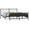 vidaXL Black Steel Metal Bed Frame-Double Bed with Headboard/Footboard for Bedroom - 4 of 4