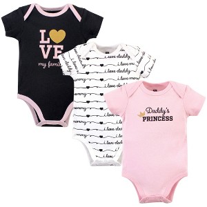 Hudson Baby Infant Girl Cotton Bodysuits 3pk, Daddys Princess - 1 of 4