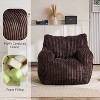 Soft Corduroy Bean Bag Chair with Memory Foam Filling, Tufted Round Lounge Seat for Modern Indoor Spaces, No Assembly Needed-Baofuwish - 3 of 4