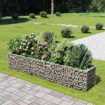 vidaXL Gabion Raised Bed Silver Galvanized steel Large Durable