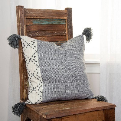 Eco-Friendly Square Poly-Filled Throw Pillow with Color Block Design