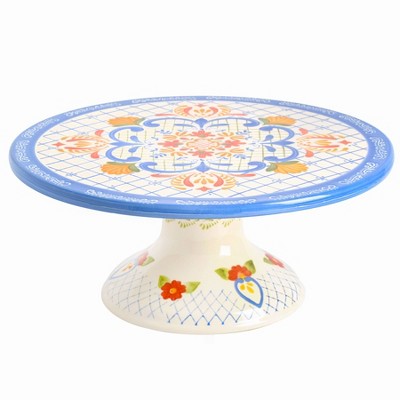 Laurie Gates Tierra 11.9" Hand Painted Stoneware Cake Stand