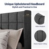 Allewie Platform Bed Frame with Wingback, Fabric Upholstered Square Stitched Headboard and Wooden Slats, Mattress Foundation, Box Spring Optional, Easy Assembly - 2 of 4